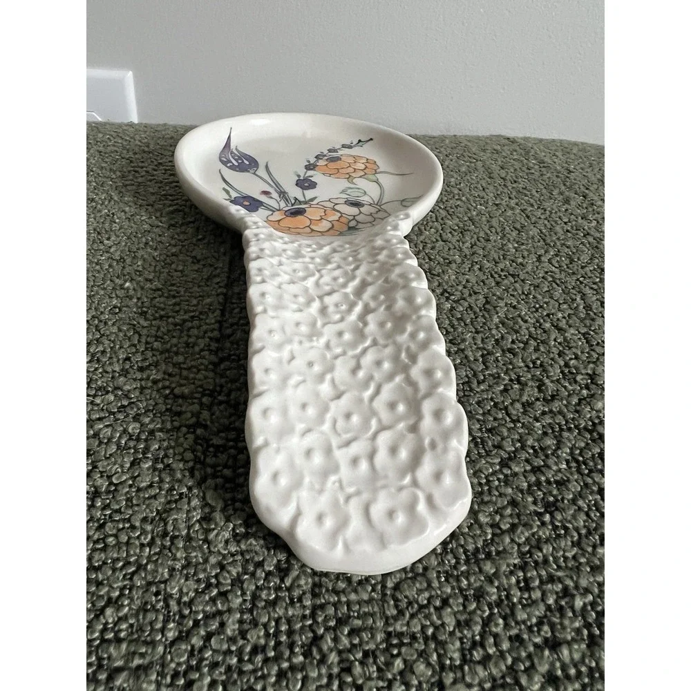 Anthropologie Turkuaz Kitchen Betül Floral Ceramic Spoon Rest Posy Boho Whimsy